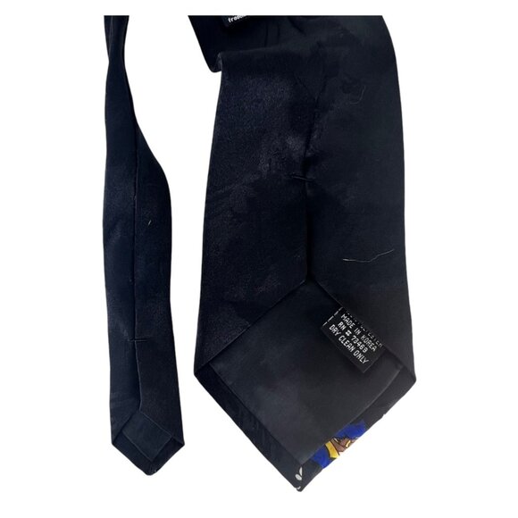 VTG Mens Looney Tunes Silk Tie Black Cartoon Character Bugs Bunny Daffy Duck Taz - Picture 6 of 7